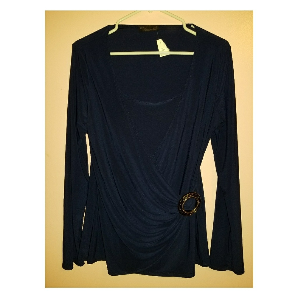 💙 Blue Blouse with gold accent on side