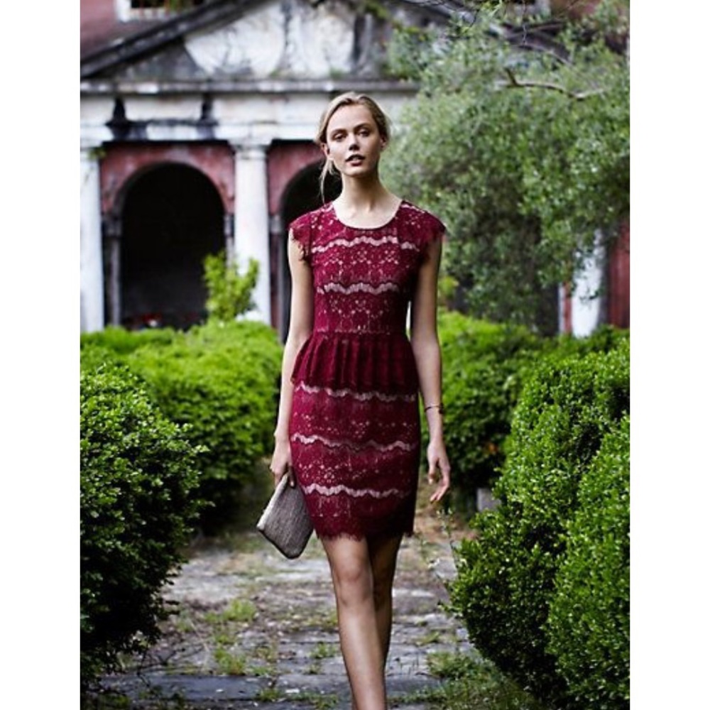 NEW Anthropologie Maeve 'Elsa' Wine Lace Dress