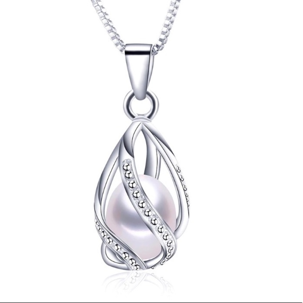 Sterling Silver Tear Drop Pendant Necklace