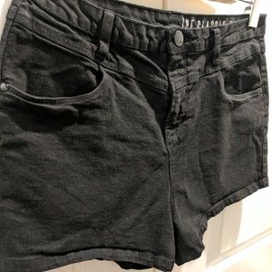 Classic High Rise Black Denim Shorts