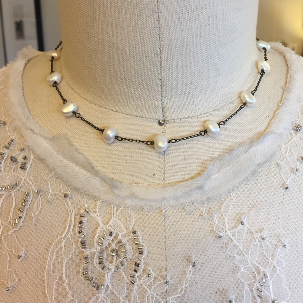 Artisan Baroque Pearl Necklace with silver