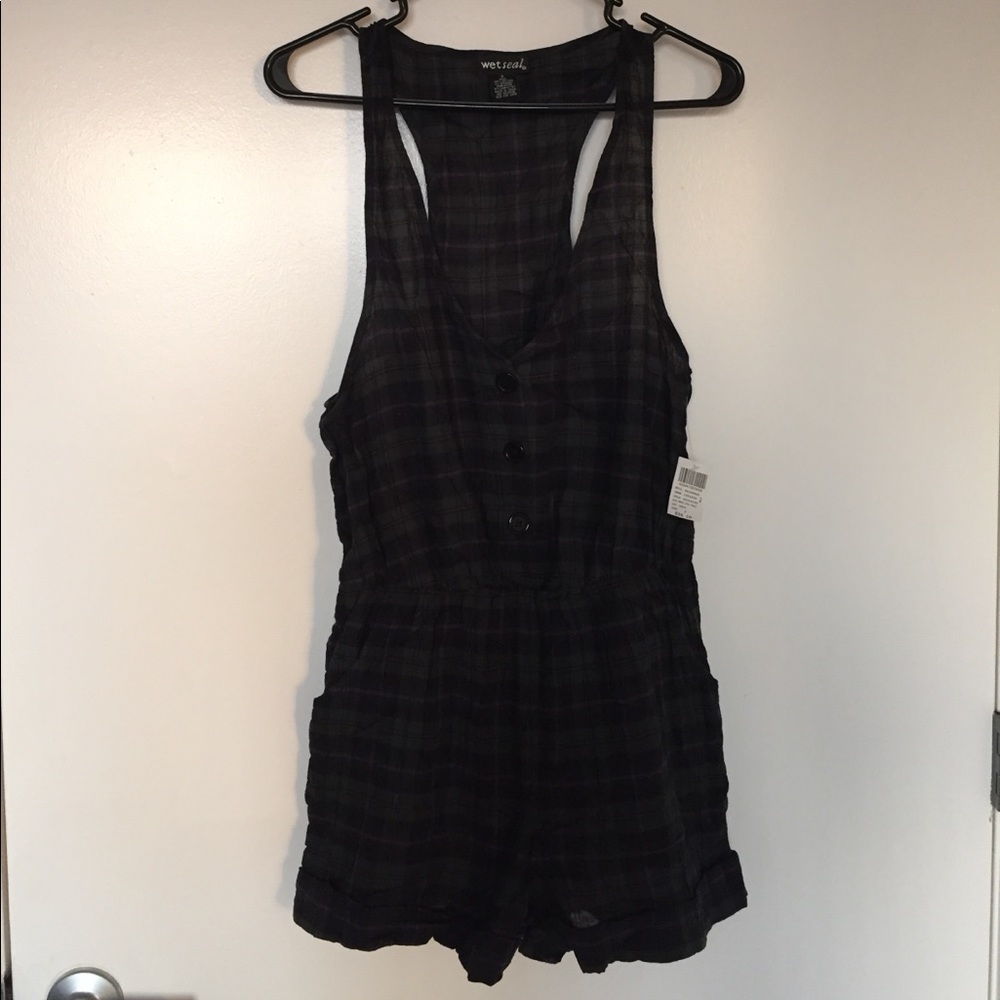 Wet Seal Green Plaid Romper