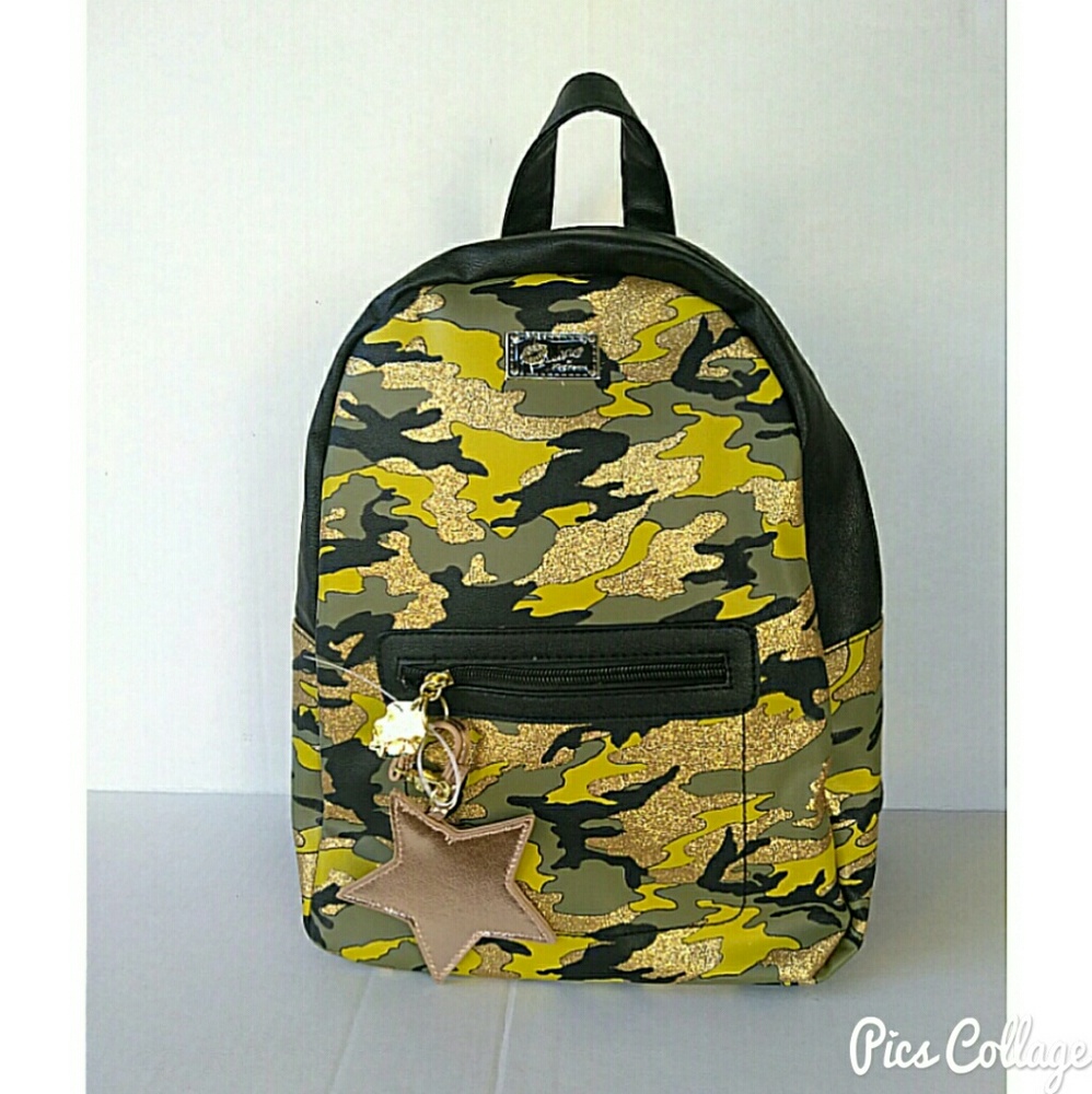 Betsey Johnson Camo Backpack w/Charm - NWT