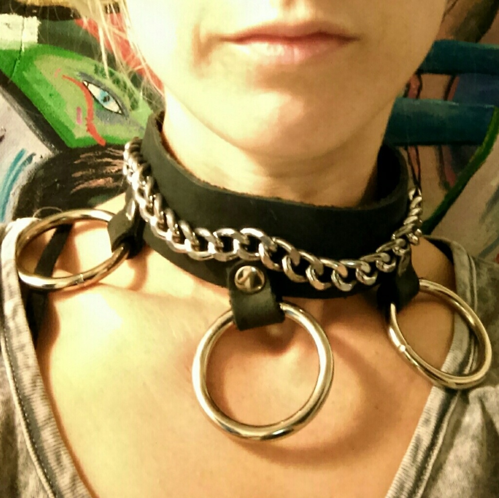 Leather Bondage Club Gothic Punk Choker O ring