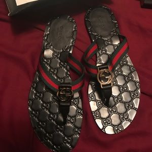 Gucci Logo Sandals Black