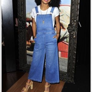 Madewell wide leg denim cropped overalls