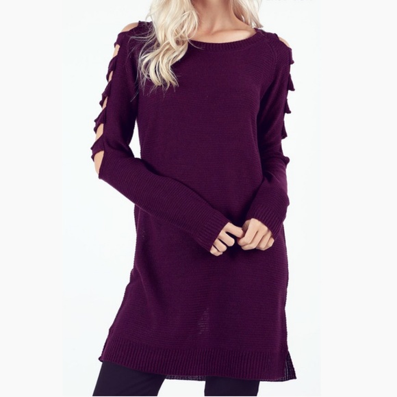 Plum Ladder Sleeve Sweater Tunic - Picture 3 of 4