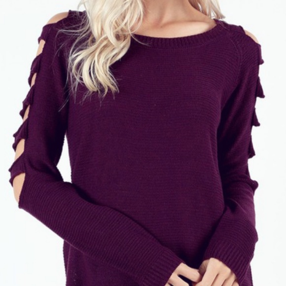 Plum Ladder Sleeve Sweater Tunic - Picture 2 of 4