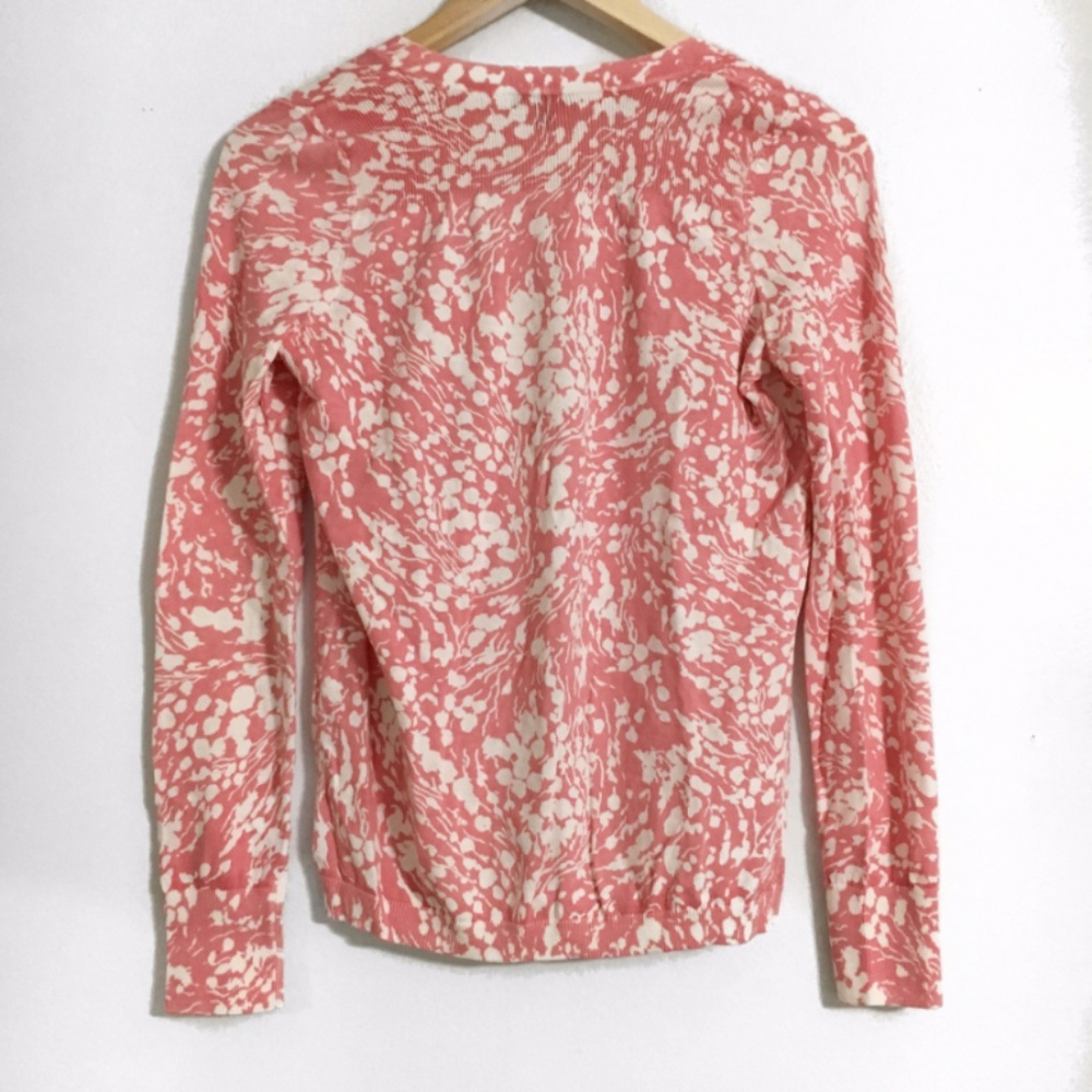 Talbots Coral and White Cardigan Petite Size SP - Picture 2 of 3