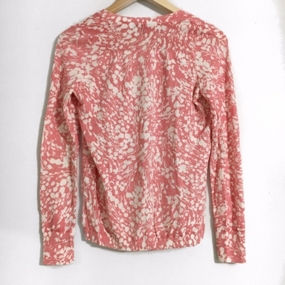 Talbots Coral and White Cardigan Petite Size SP - Picture 2 of 3