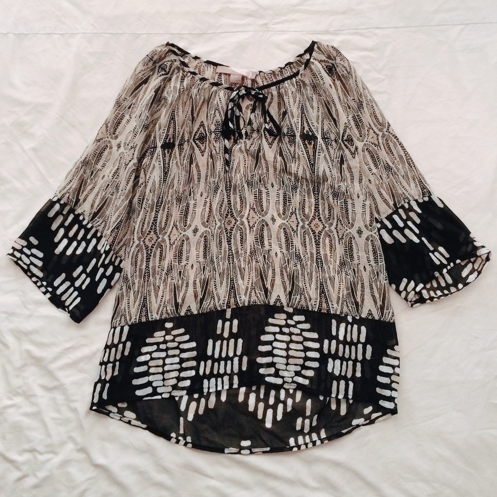 Forever 21 Sheer Blouse with Kimono Sleeves XS