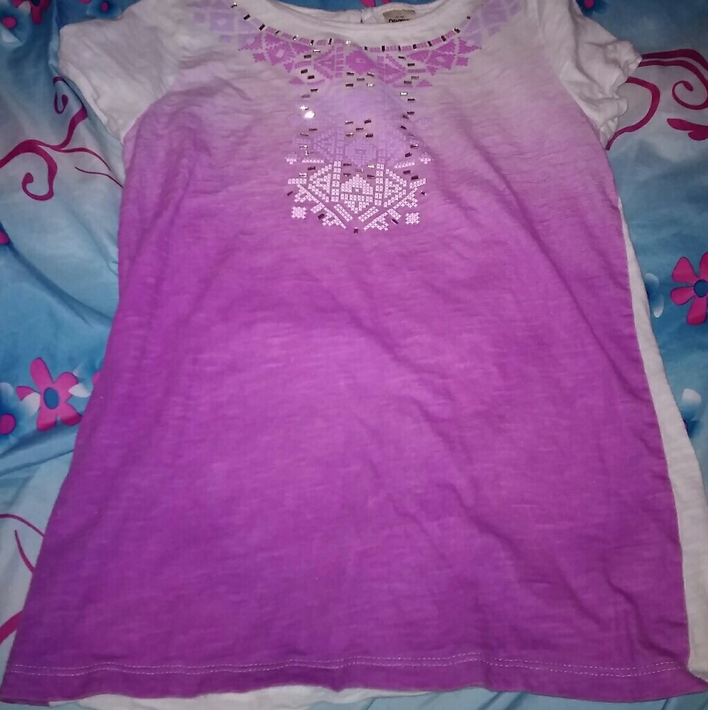 Oshgosh purple n white top