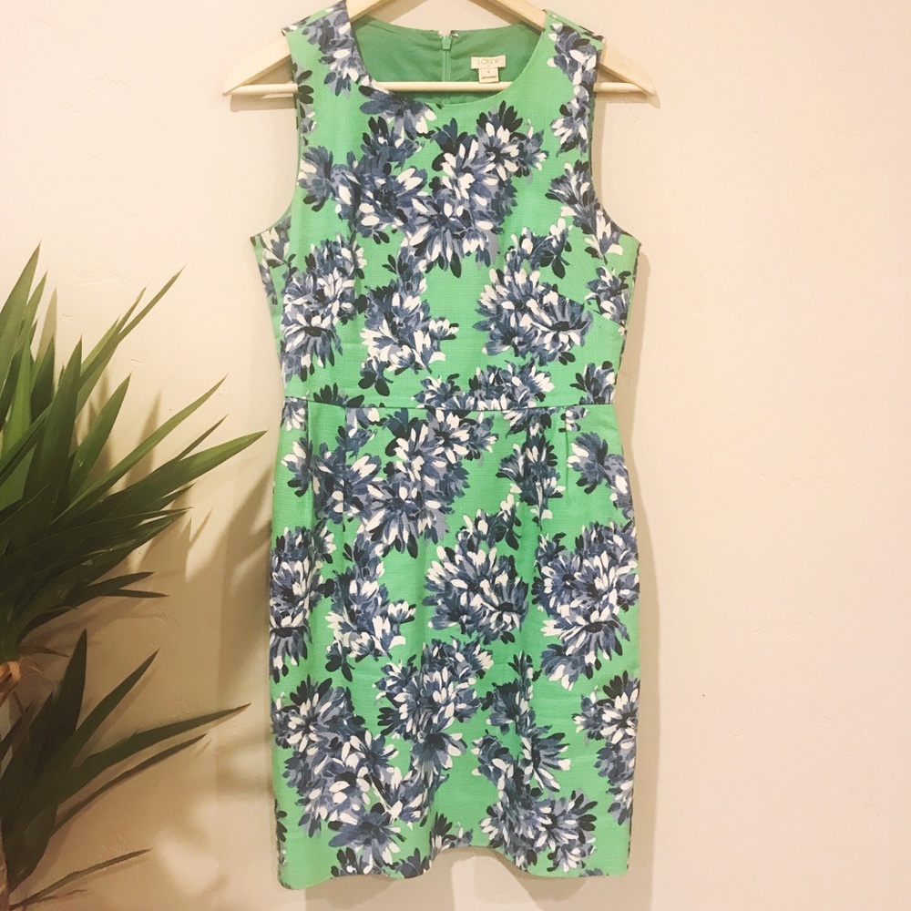 Green and blue floral print dress