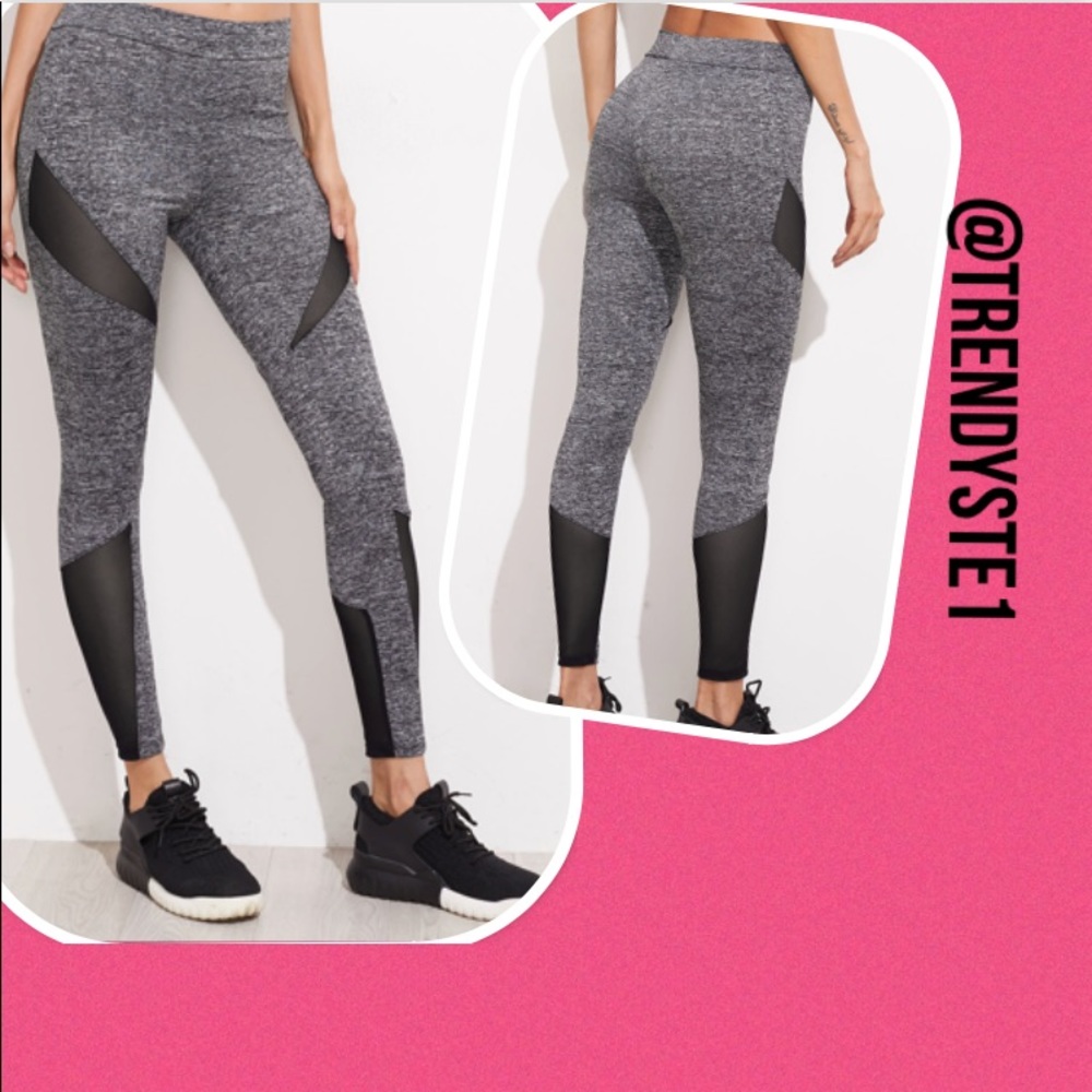 Gray leggings with mesh