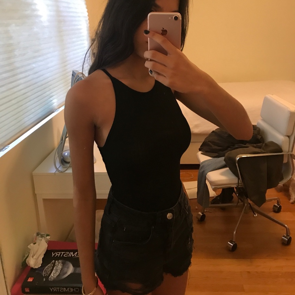Black simple bodysuit