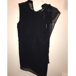 BCBGMaxAzria semi-sheer top with loose ruffling