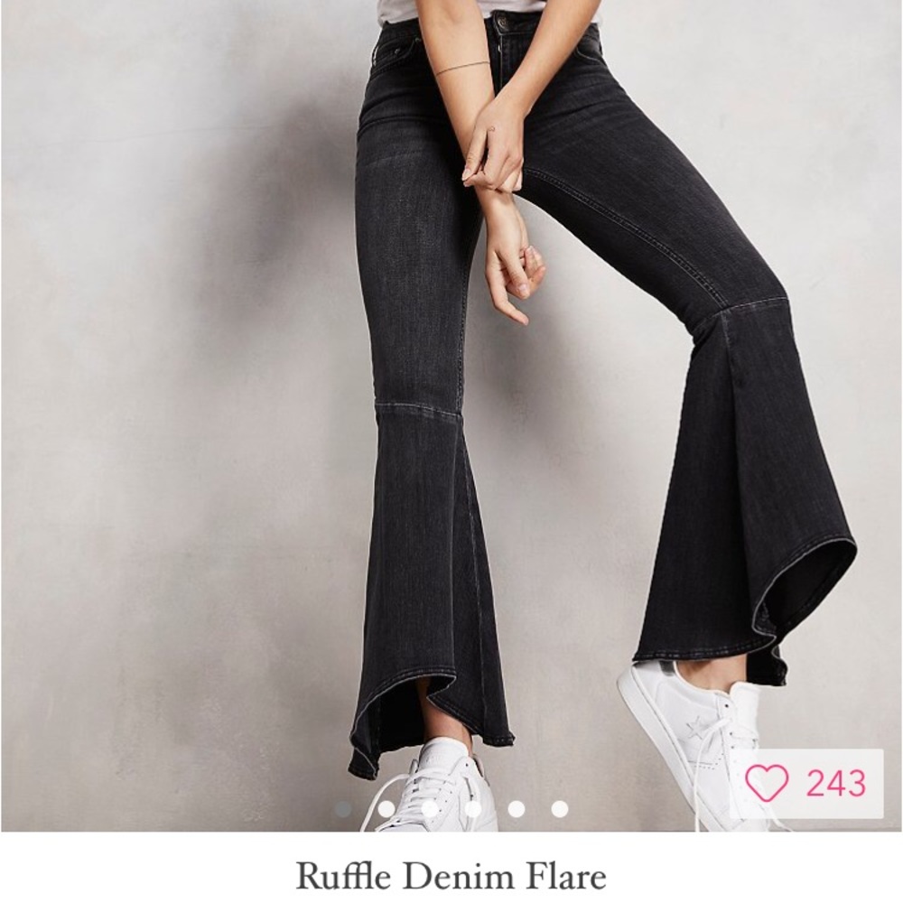 ISO Free People Ruffle Denim Flare