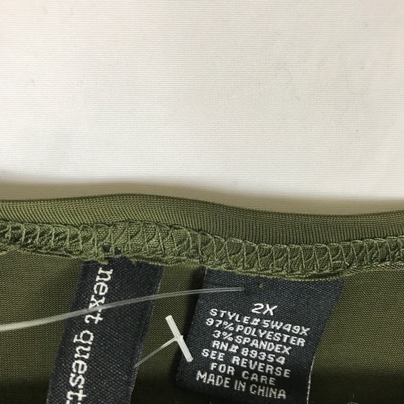 [Last one] PLUS SIZE green stretch faux wrap dress - Picture 2 of 4