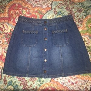 button up denim skirt