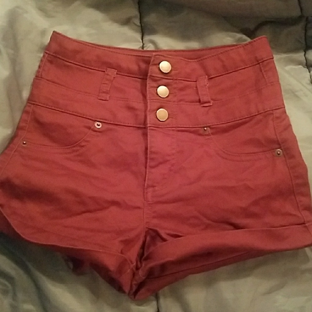 Burgundy high waist shorts Size S