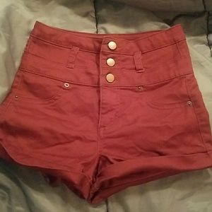 Burgundy high waist shorts Size S