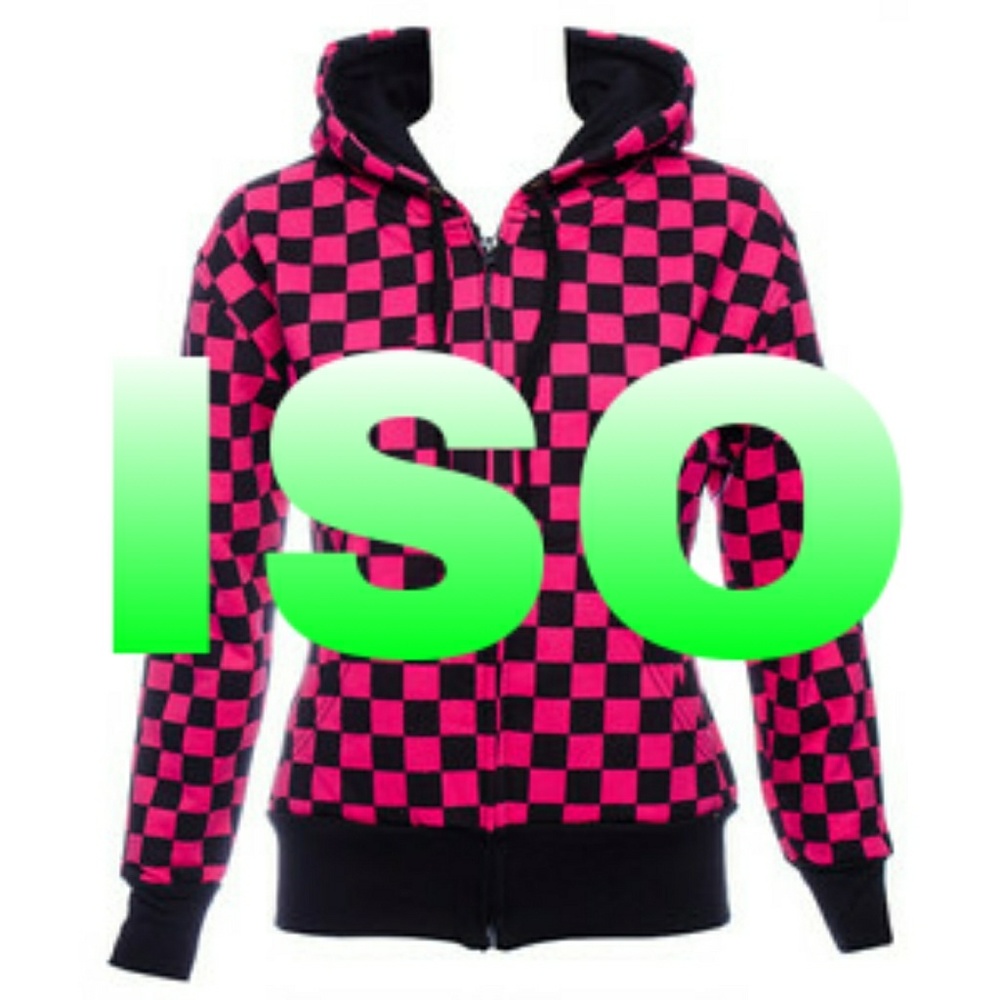 ISO Checkered White Black Pink Hoodie Jacket