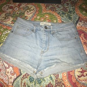 light wash denim shorts