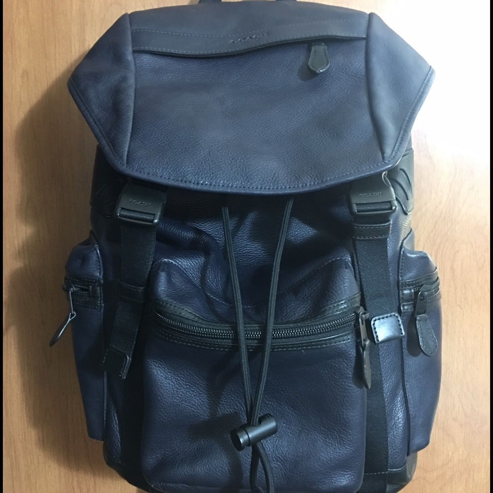 Coach Navy Leather Rucksack Backpack