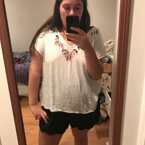 Free people cutout white t