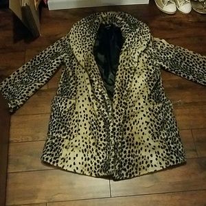 Leopard Print faux fur coat