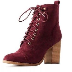 Burgundy lace up boots