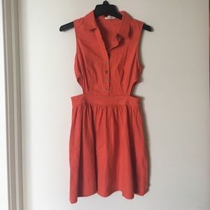 Coral Button Up Sun Dress