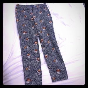 Navy patterned crop-length pants