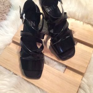 Nine west black strap black heels