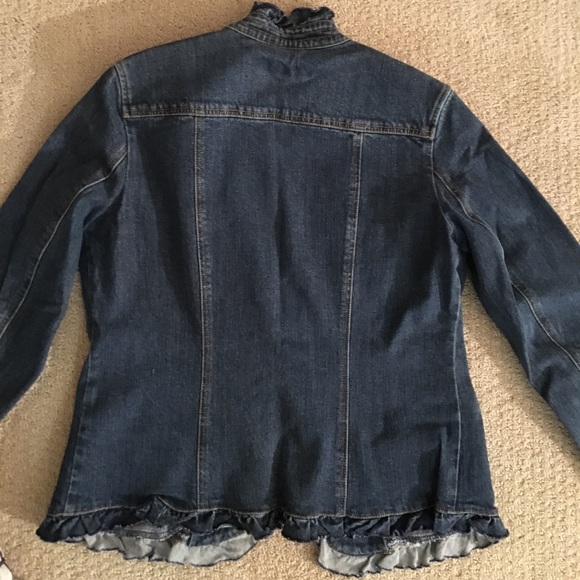Jones New York Sport denim jacket with Ruffle trim - Picture 3 of 5
