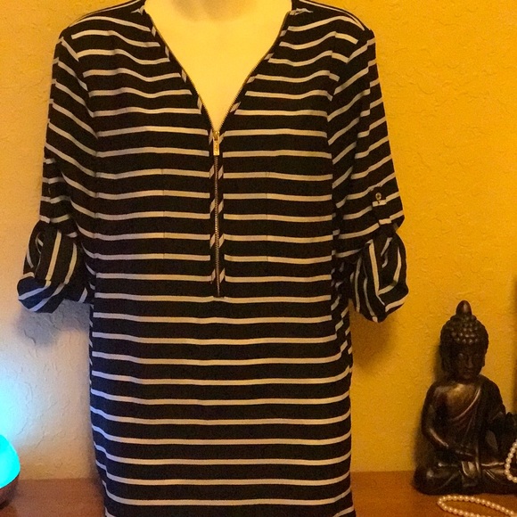 Calvin Klein black and white stripes Blouse - Picture 2 of 6