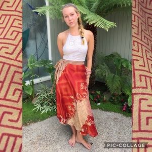 Silk sari reversible silk wrap skirt