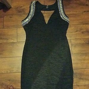 H&M Black little upper beaded dress