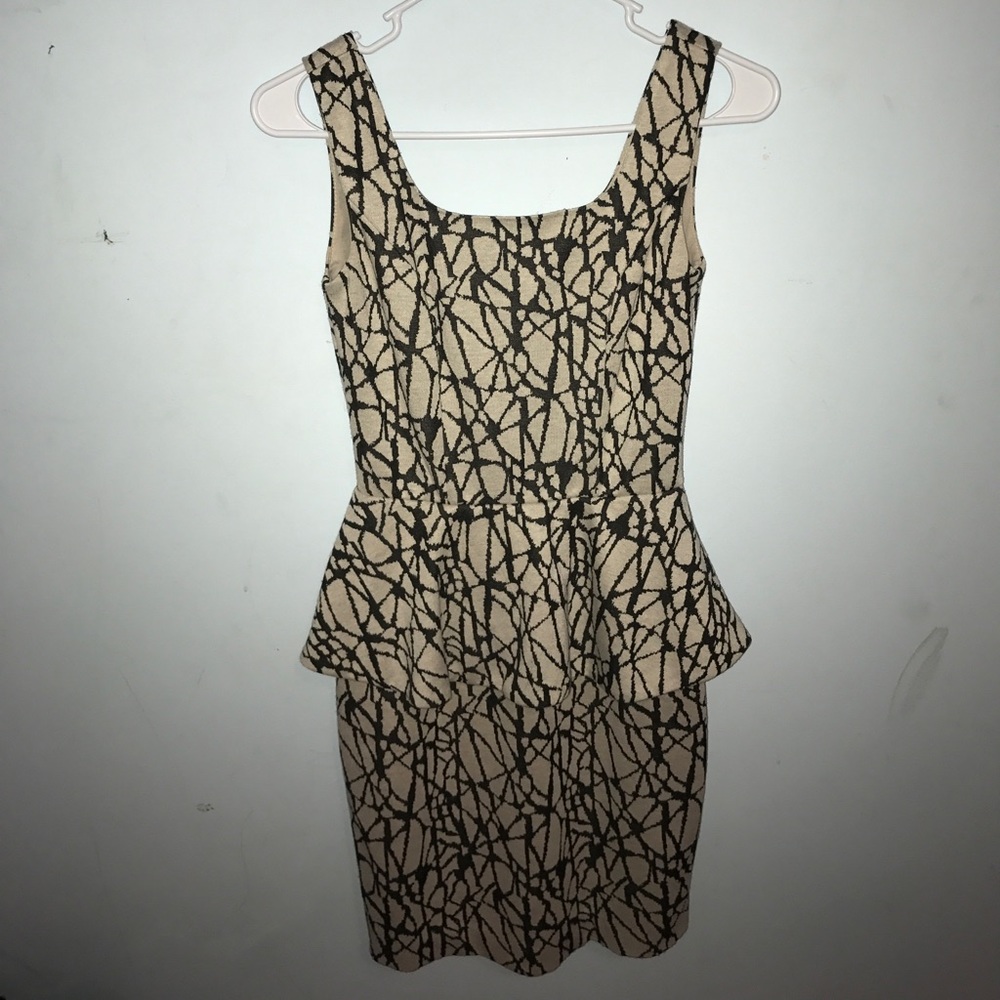 beige and black dress