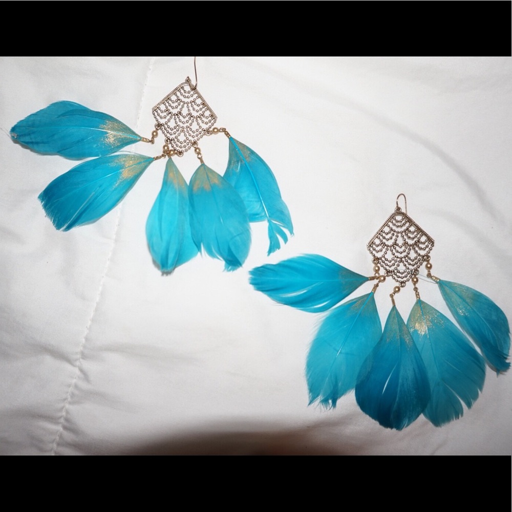Turquoise Feather Earings