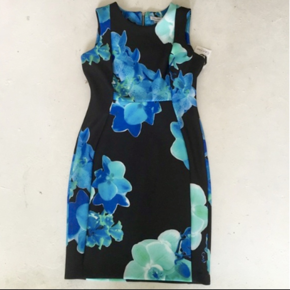 Calvin Klein Blue Floral Sheath Dress