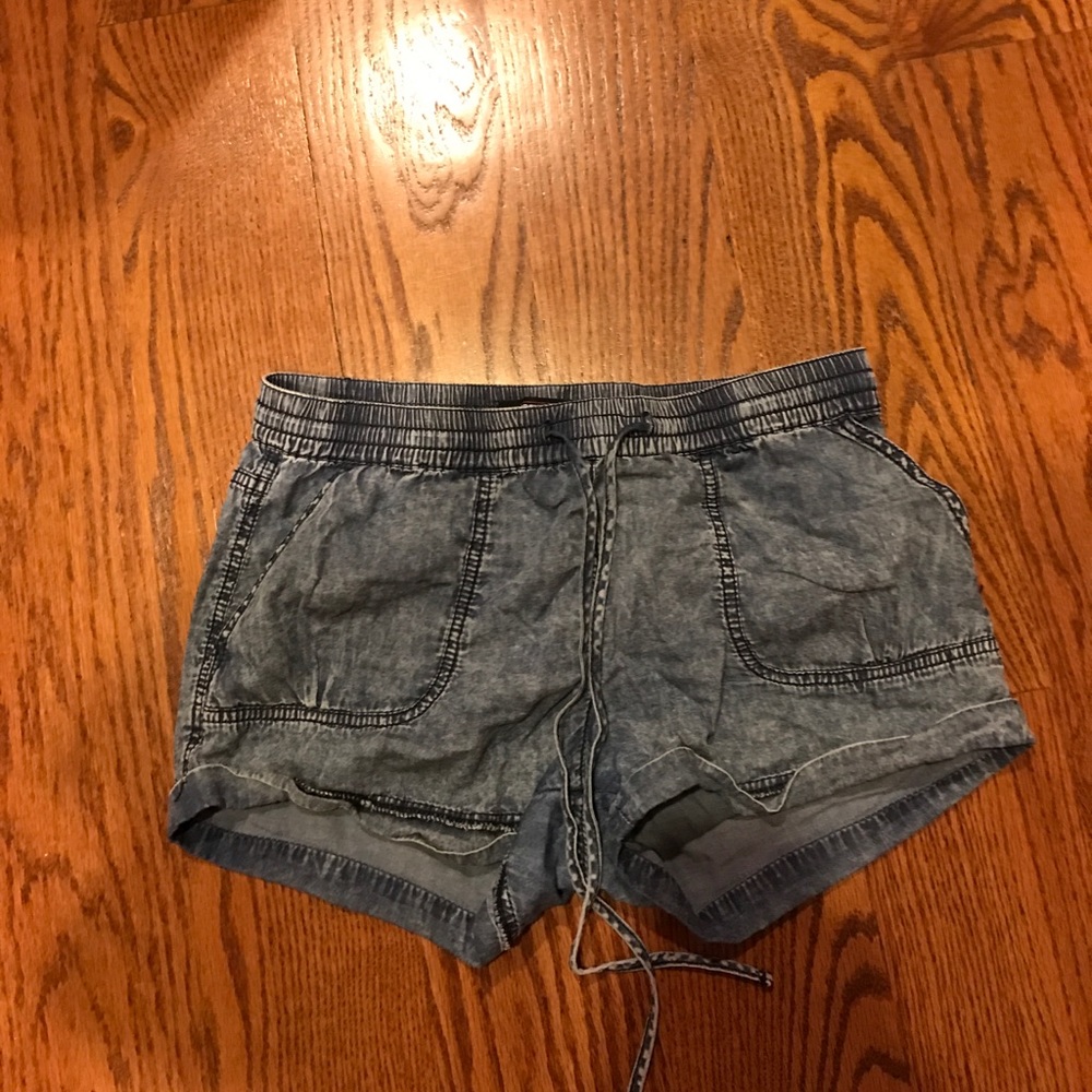 Denim drawstring shorts