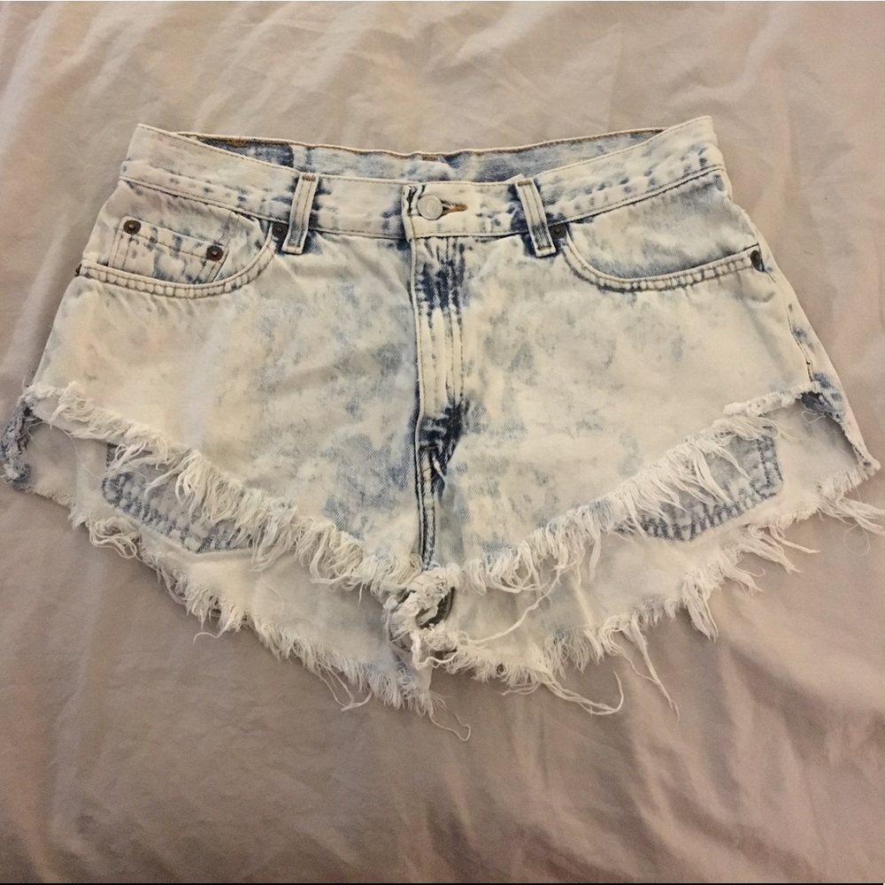 Levi Strauss High Waist Washed Denim Cutoff Shorts