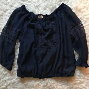 Navy blue peasant top