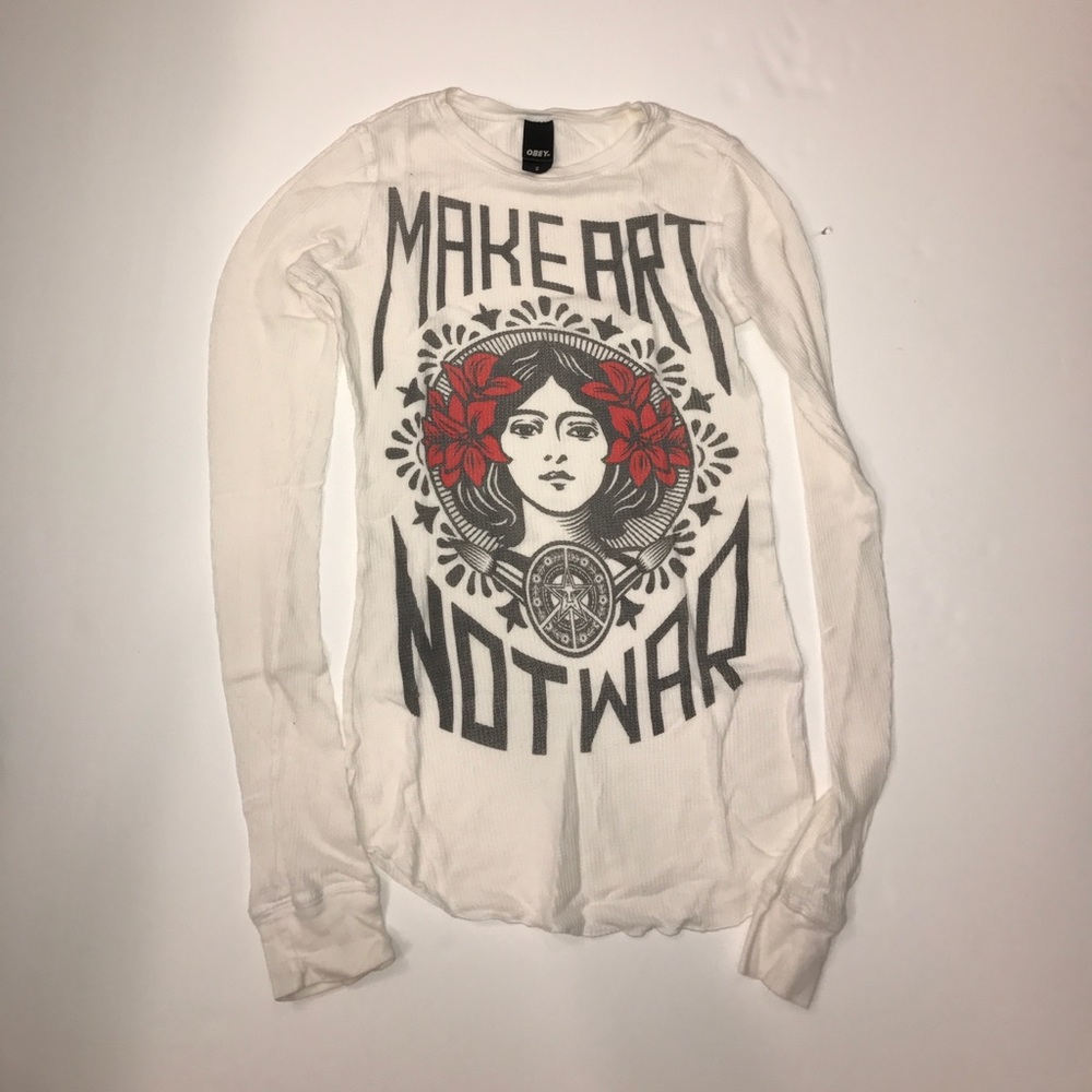 OBEY - long sleeve waffle-knit shirt