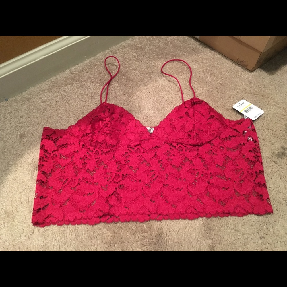 Red lace bralette