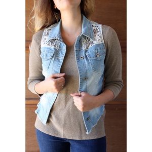 Denim and lace vest