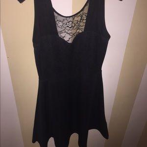 Black lace flowy dress with v-cut back