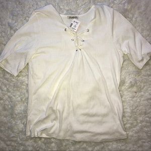 Lace up 3/4 sleeved top