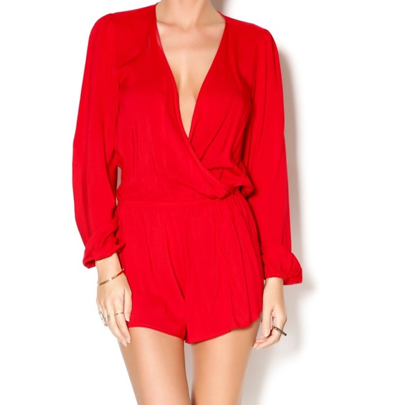 Blue Life Pants - Blue Life Sweetheart Romper in Red, Long Sleeve S